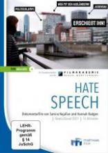 Frau steht an Geländer, ihr Blick schweift auf diverse Beleidigungen, die auf der anderen Seite lauern.