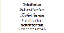 unterschiedliche Schriftarten untereinander geschrieben