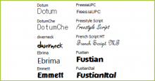 Darstellung unterschiedlicher Schriftarten