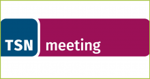 Logo von TSNmeeting - dunkelblaues Feld mit dem Schriftzug TSN und rechts daneben violettes Feld mit dem Schriftzug meeting