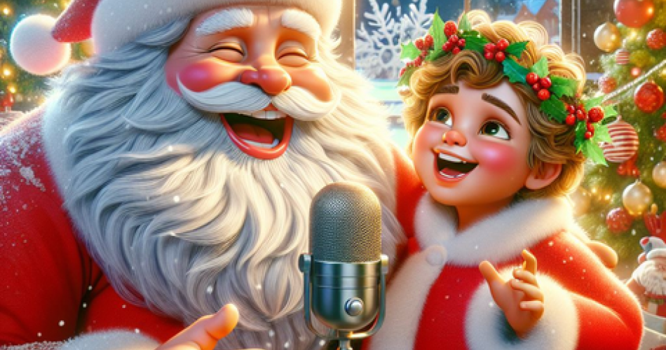 Santa & Christuskind singen Karaoke