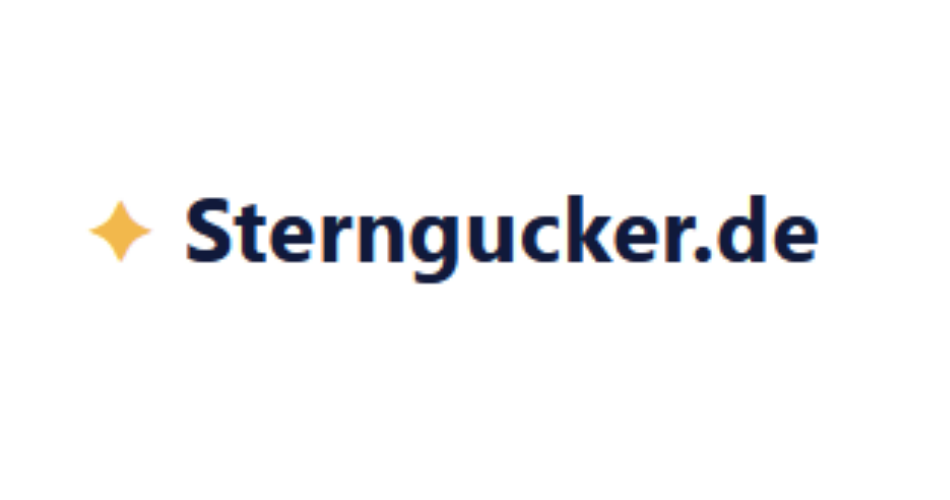 Logo von Sterngucker.de - gelber Stern mit Schriftzug sterngucker.de daneben